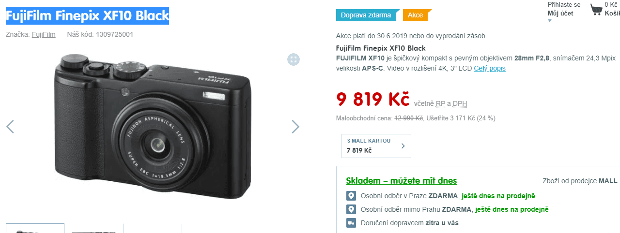 Kompakt Fujifilm, 24,2MPx, Wifi, BT