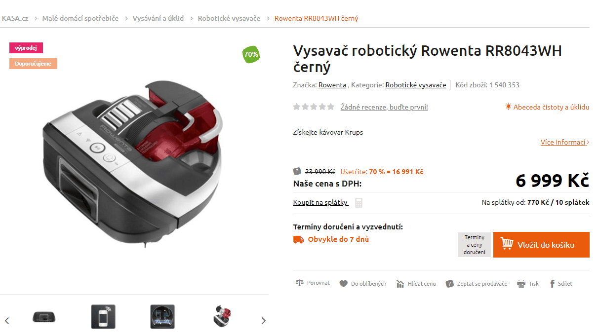 Robotický vysavač Rowenta 