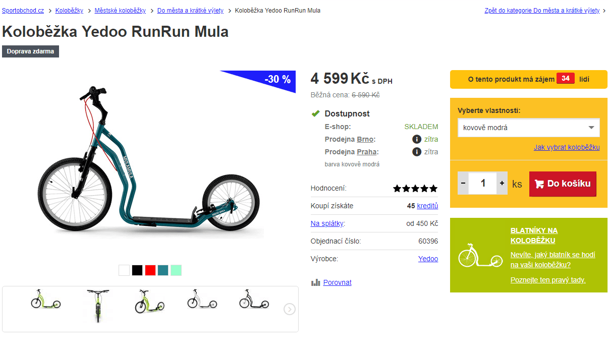Koloběžka Yedoo RunRun Mula