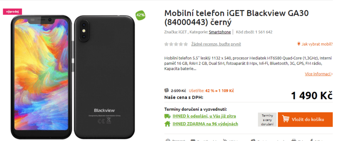 iGet, 4x 1,3GHz, 2GB RAM, 5,5", FaceID