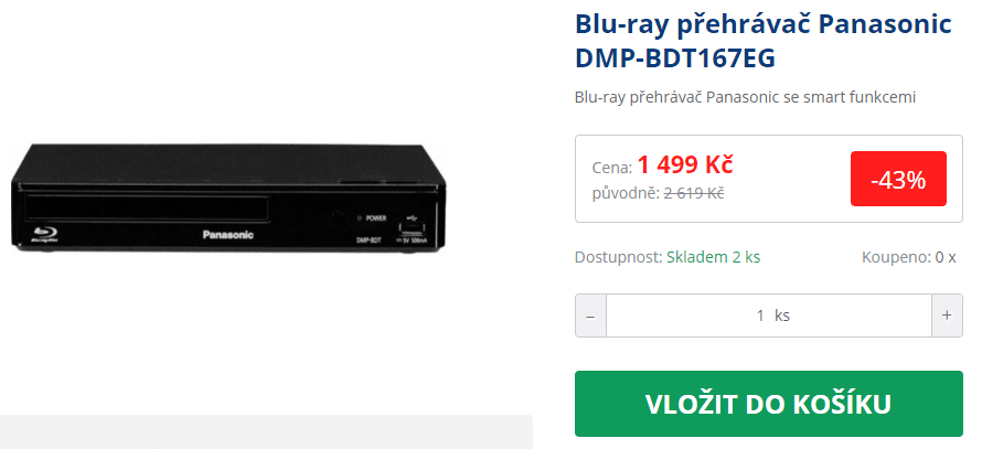 3D Blu Ray a DVD přehrávač Panasonic 