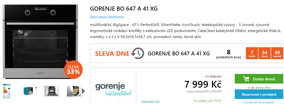 Vestavná trouba Gorenje, A, gril