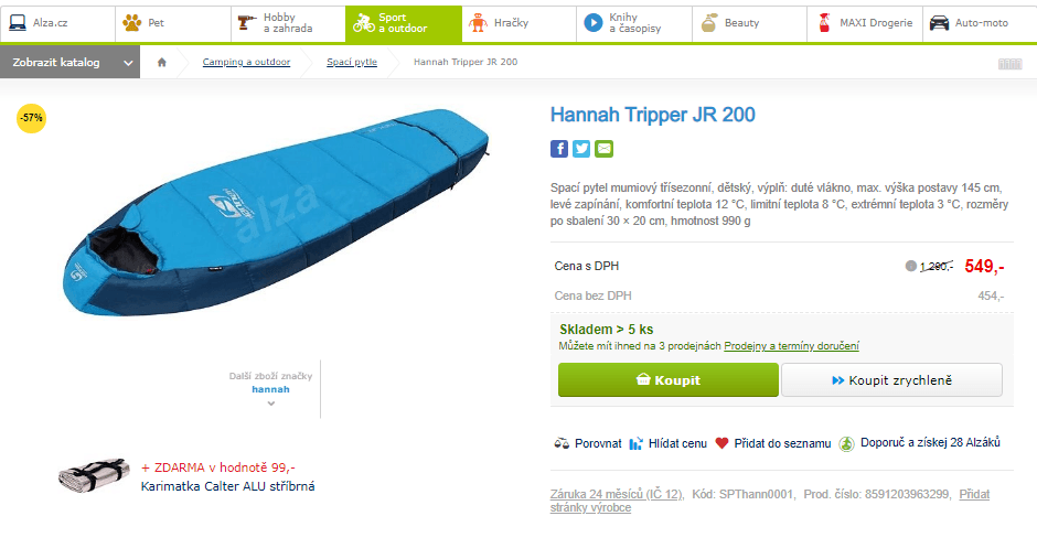 Spací pytel pro děti Hannah Tripper