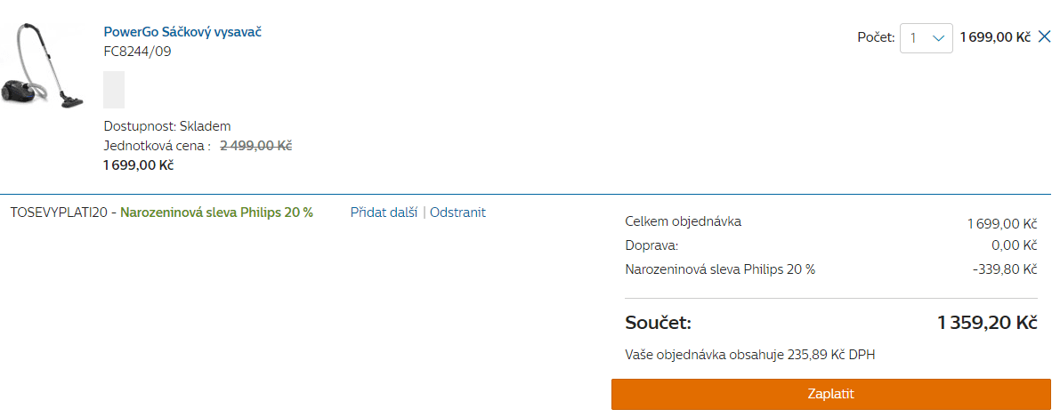 Sáčkový vysavač Philips 8244