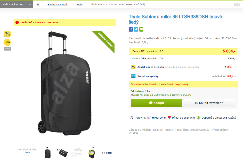 Palubní kufr Thule Subterra, 36l., 