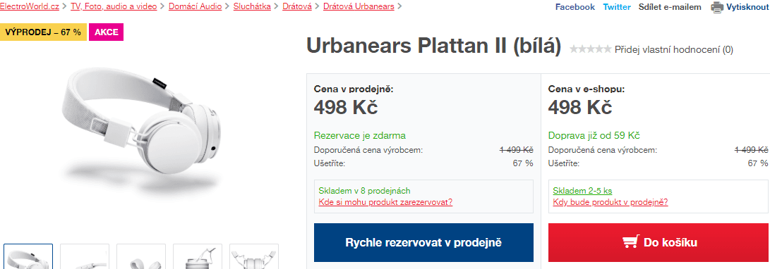 Sluchátka Urbanears Plattan II (bílá)