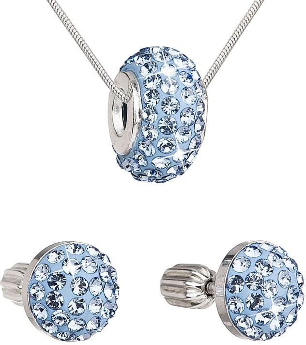 Sada stříbrných šperků modré s krystaly