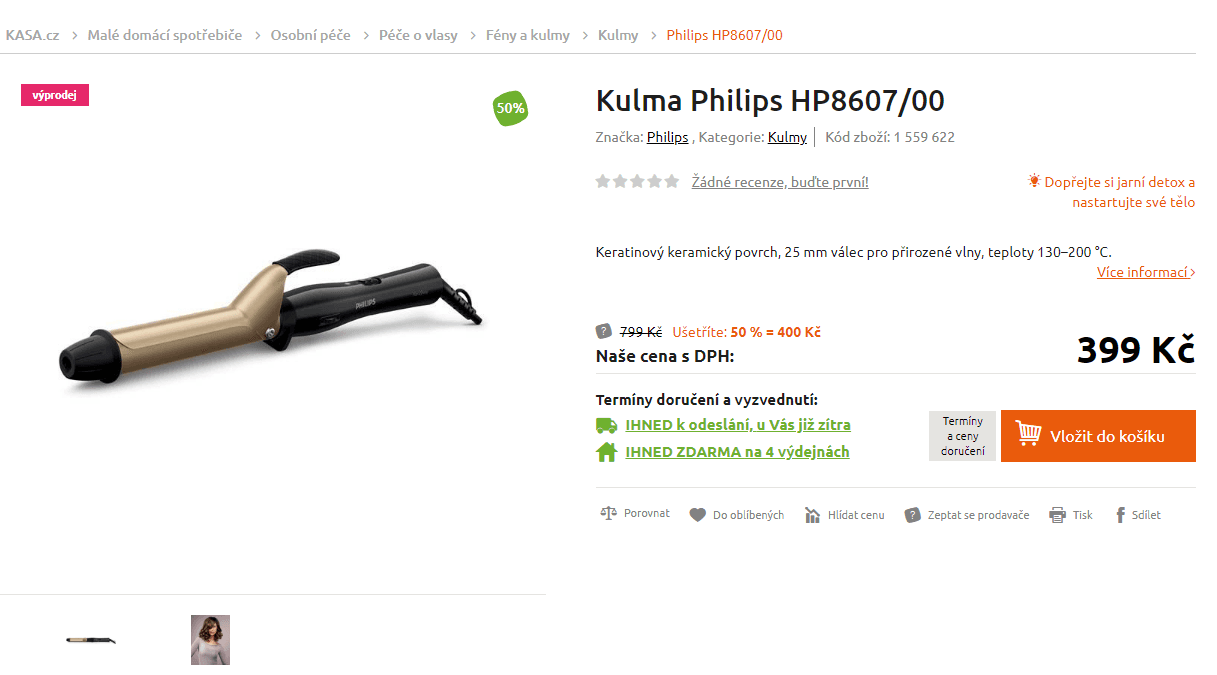 Kulma Philips, 8 teplot, keratin