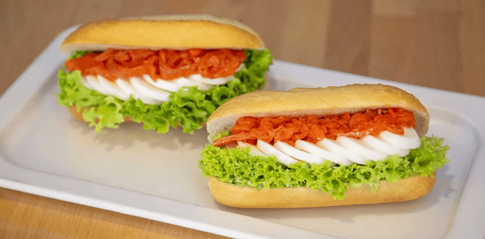 2× bageta s treskou à la losos a vejcem, 175 g
