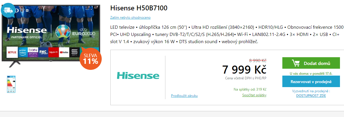 Ultra HD TV, HDR, Smart, 127cm, Hisense