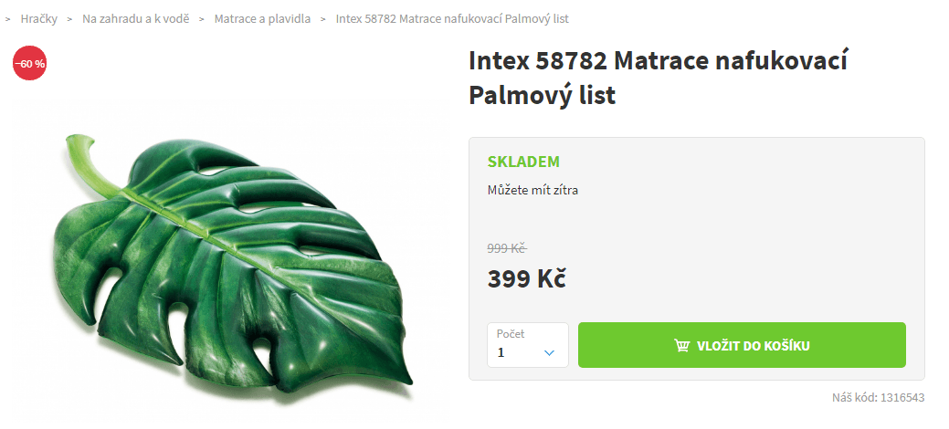 Nafukovaví lehátko INTEX, 2,1x1,4 m