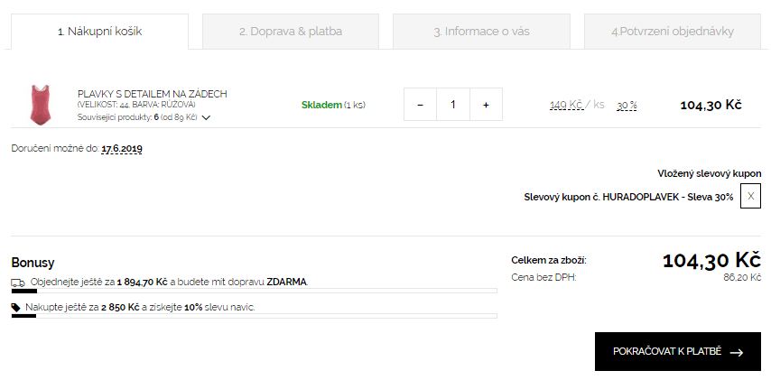 Extra sleva 30% na dámské plavky