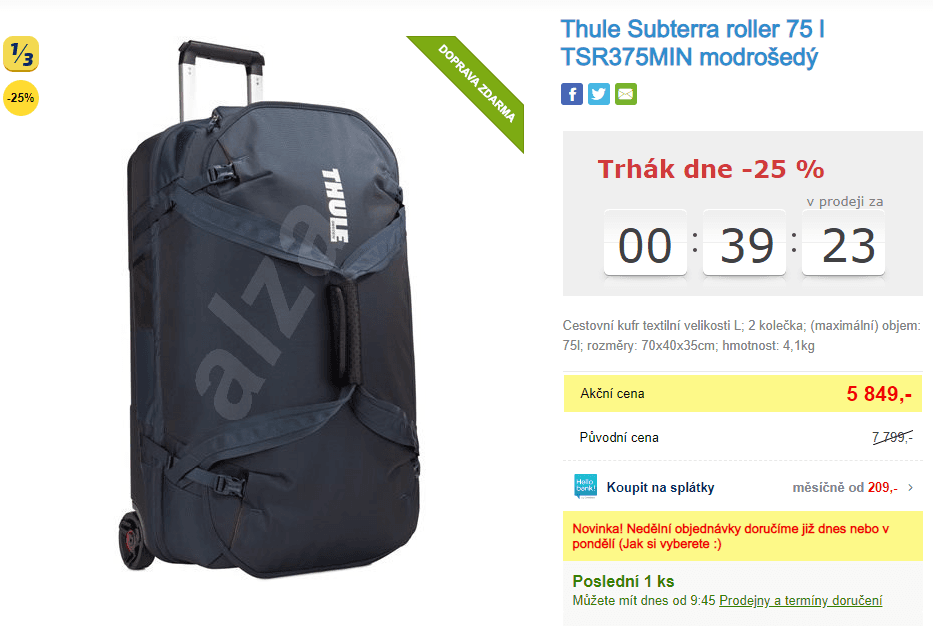 Cestovní taška Thule Subterra roller 75 litrů