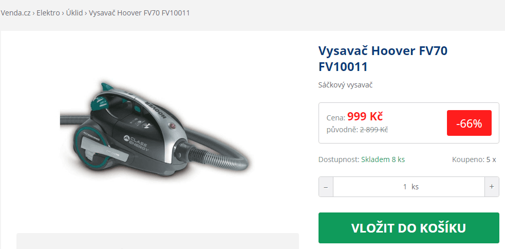 Sáčkový vysavač Hoover, HEPA