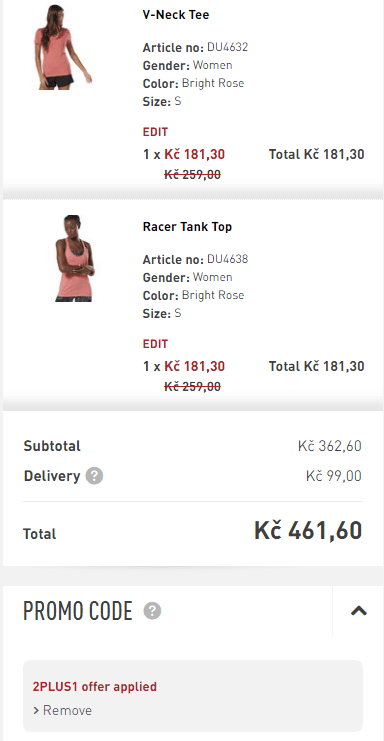 Reebok - 2+1 zdarma na výprodej