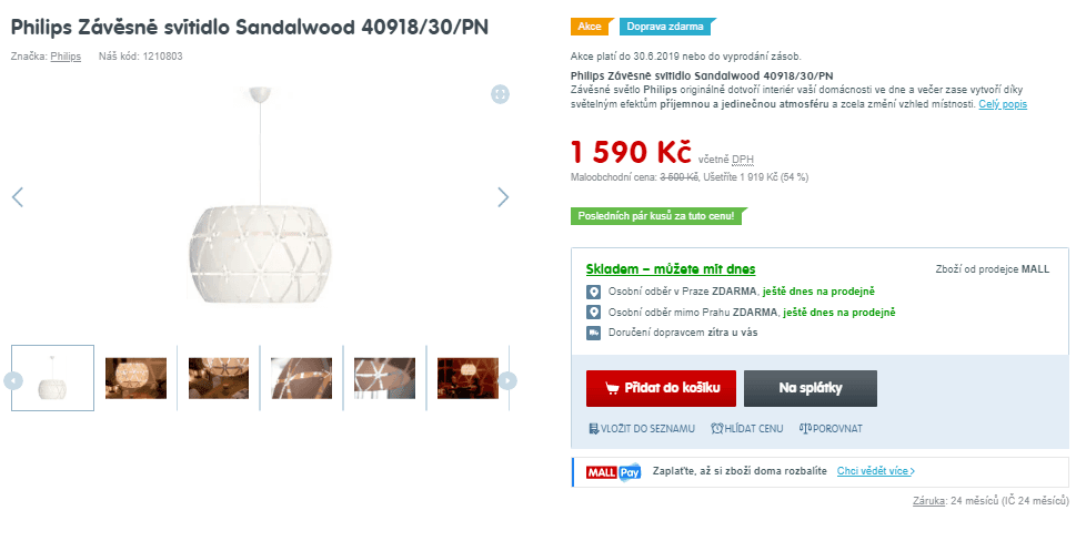 Závěsné svítidlo Philips Sandalwood 