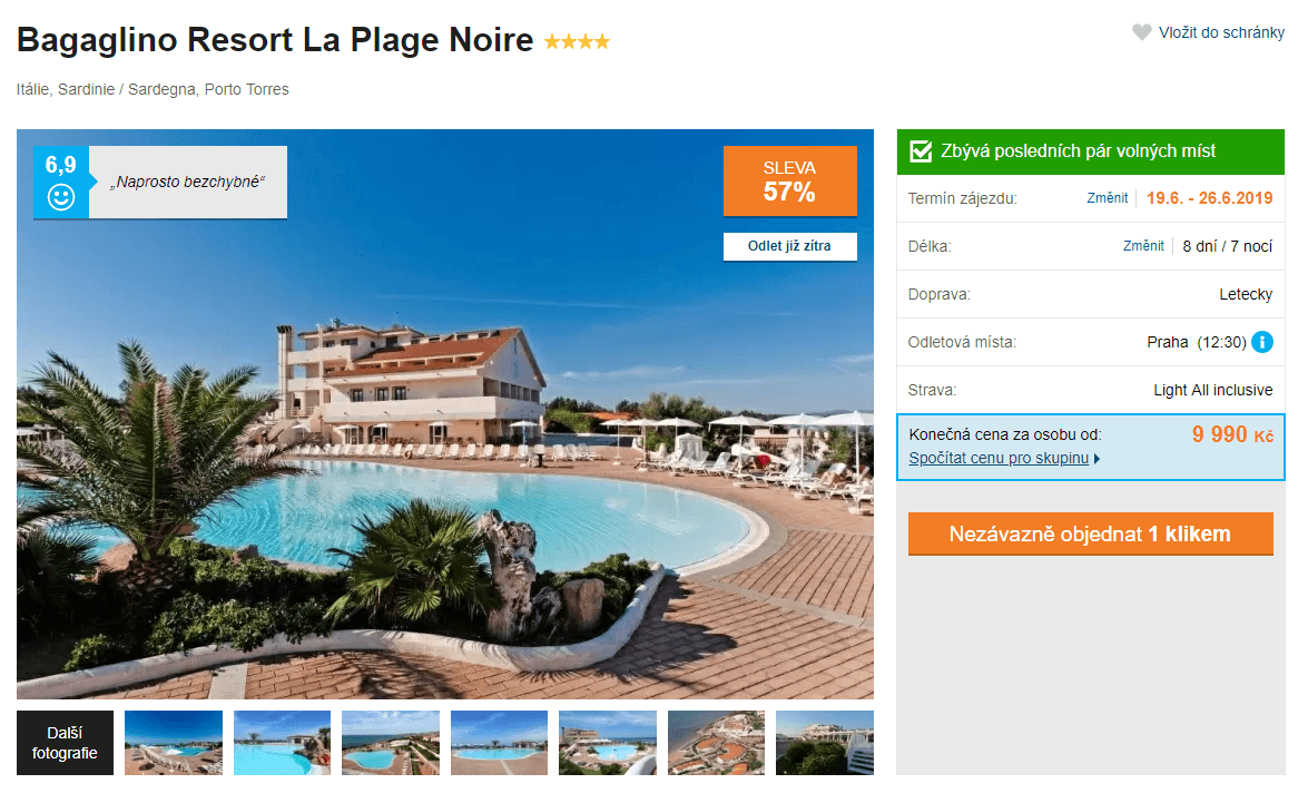 Itálie-Sardinie / ✈ Pha / AI / 4⭐/ 8 dní