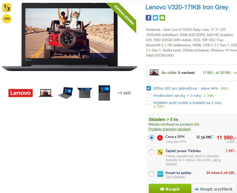 Lenovo, i3 2,3GHz, 4GB RAM, 17,3"