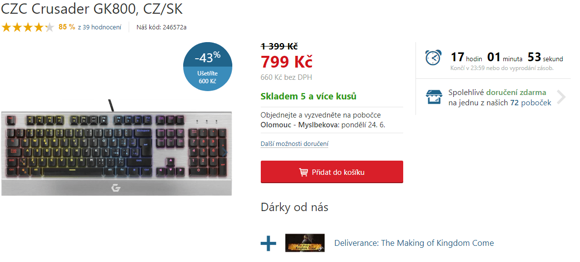 Herní klávesnice Crusader, podsvícená
