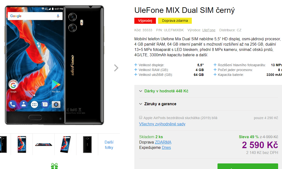 Ulefone, 8x 1,5GHz, 4GB RAM, 5,5", LTE