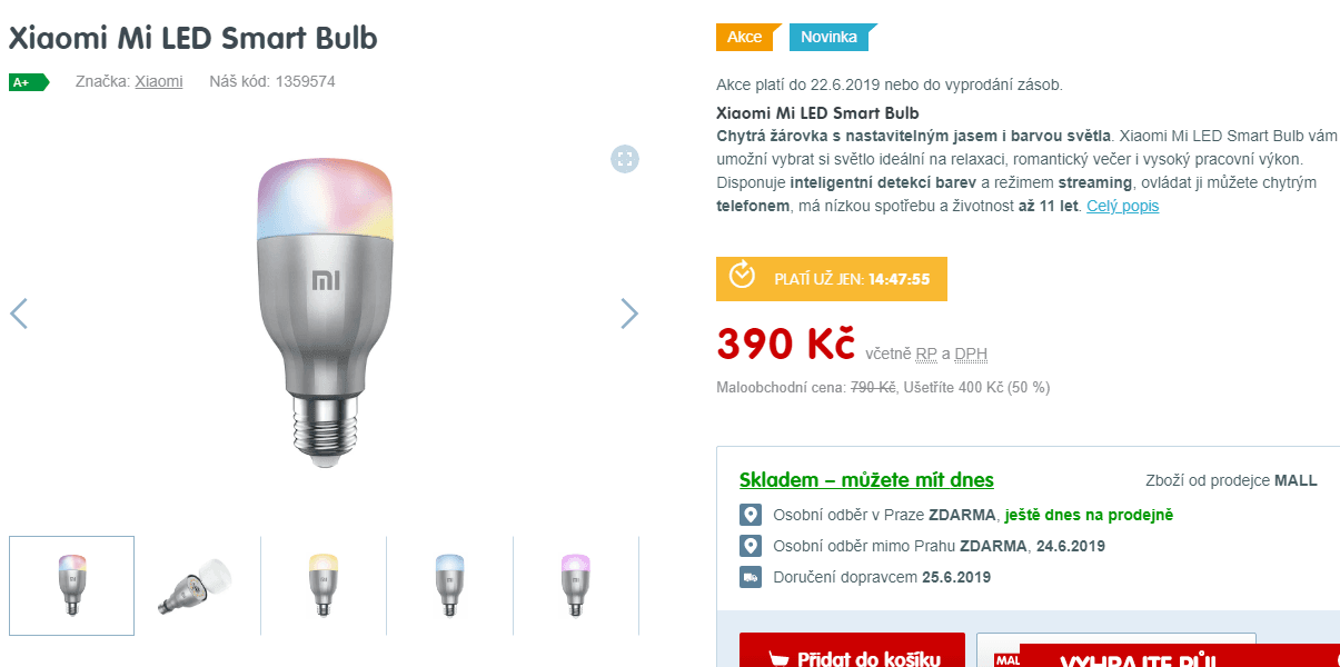 Chytrá žárovka Xiaomi Mi LED Smart Bulb