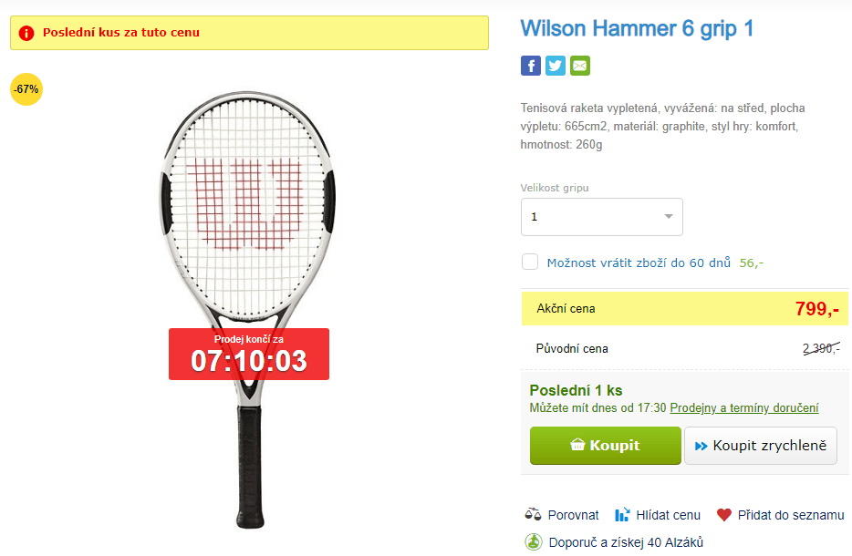 Tenisová raketa Wilson Hammer 6 grip 1