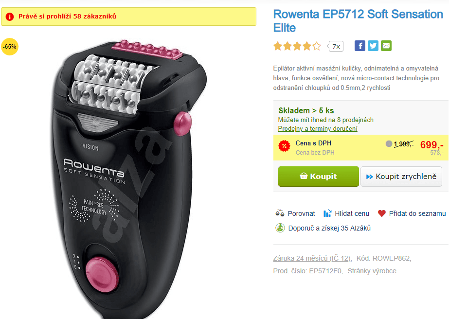 Epilátor Rowenta Soft Sensation Elite