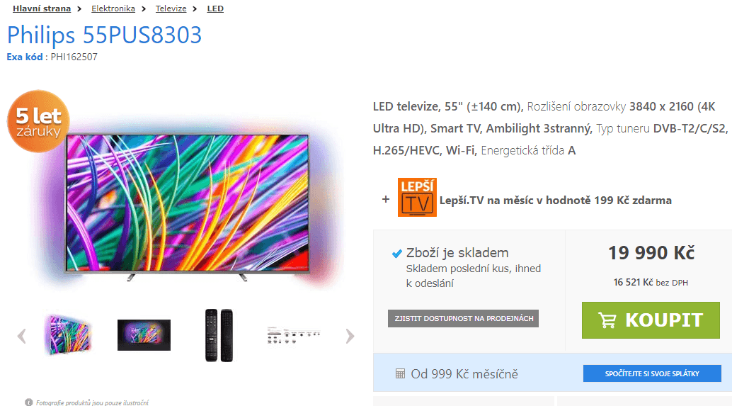 Ultra HD Smart TV, HDR, 138cm, Ambilight, Philips
