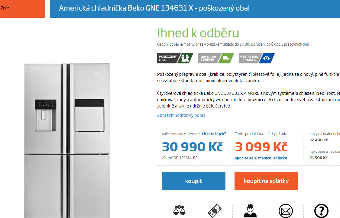 Americká lednice Beko, led, bar, multizone