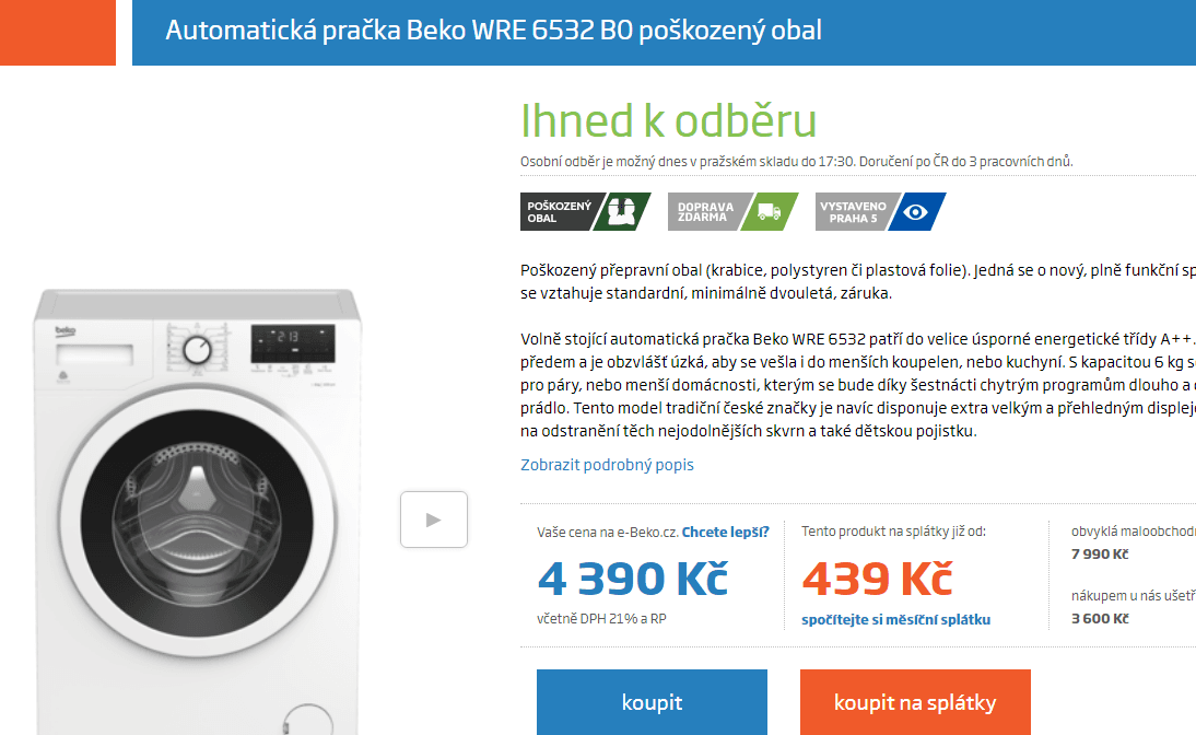 Pračka Beko, 6kg, 1000 ot., A+++, 42cm