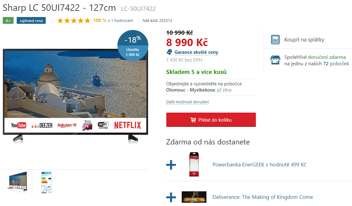 Ultra HD Smart TV, HDR, 127cm, Sharp