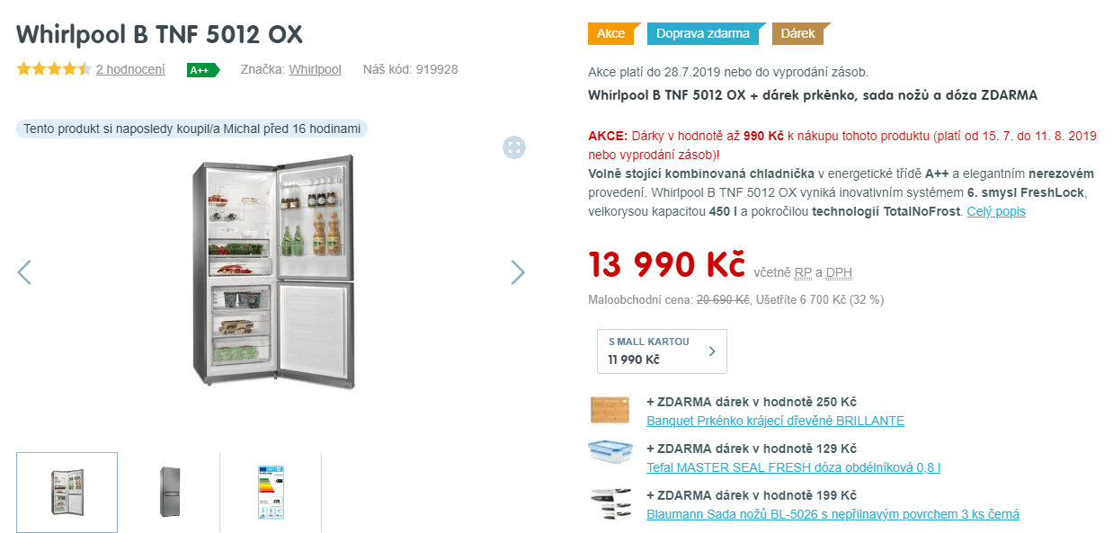 Komb. chladnička Whirlpool, A++, nerez