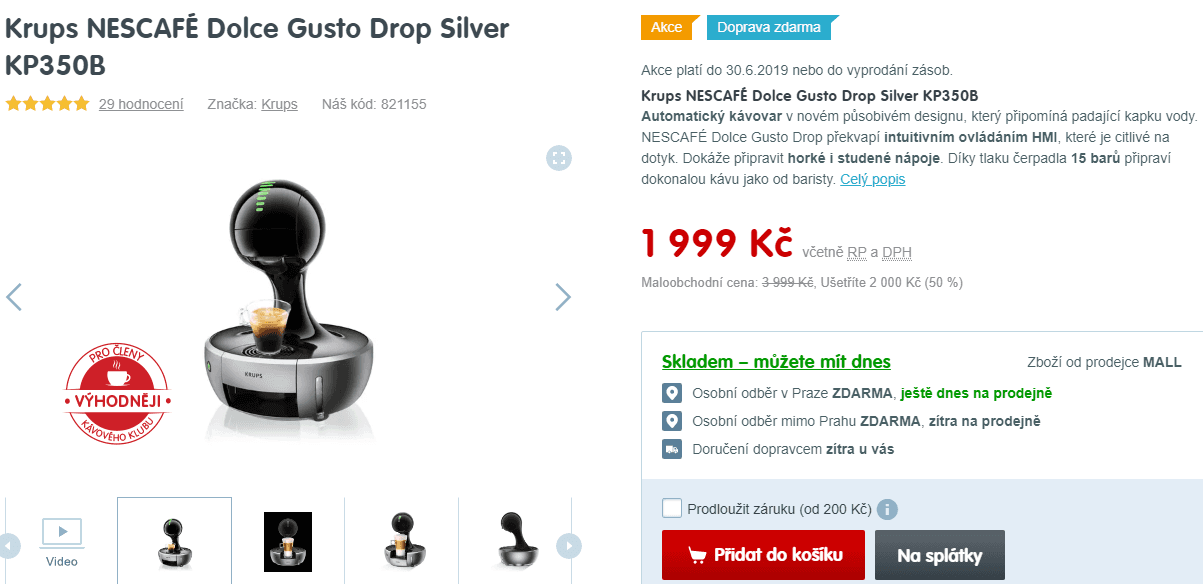 Kávovar na Nescafé kapsle KRUPS Dolce Gusto Drop