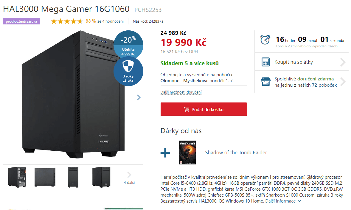 Herní PC HAL, i5, 4,1GHz, 16GB RAM, 3GB grafika