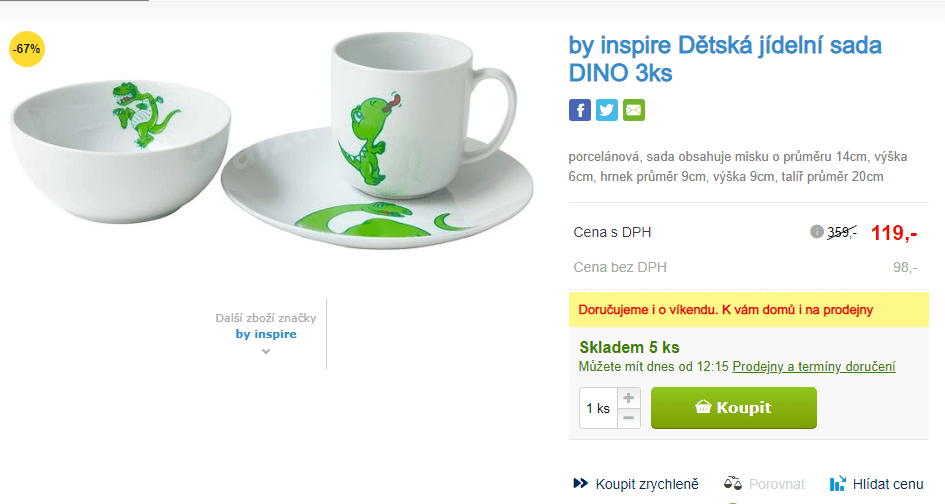 Porcelánová jídelní sada pro děti