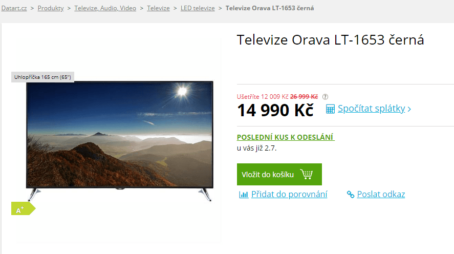 Ultra HD Smart TV, 165 cm, Orava