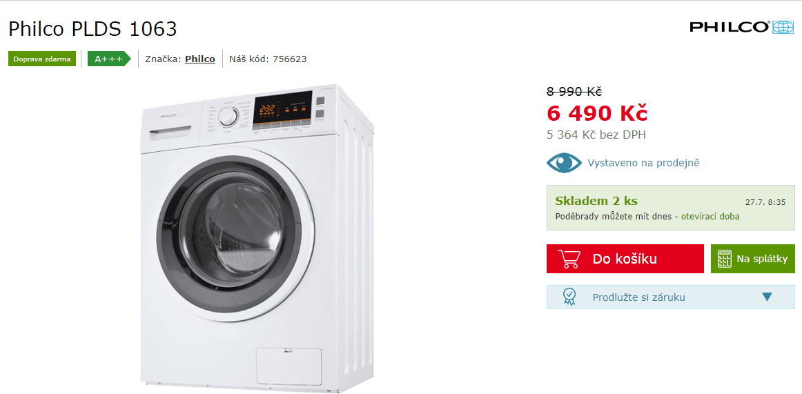 Philco, 6kg, 1000 ot., A+++, 47 cm