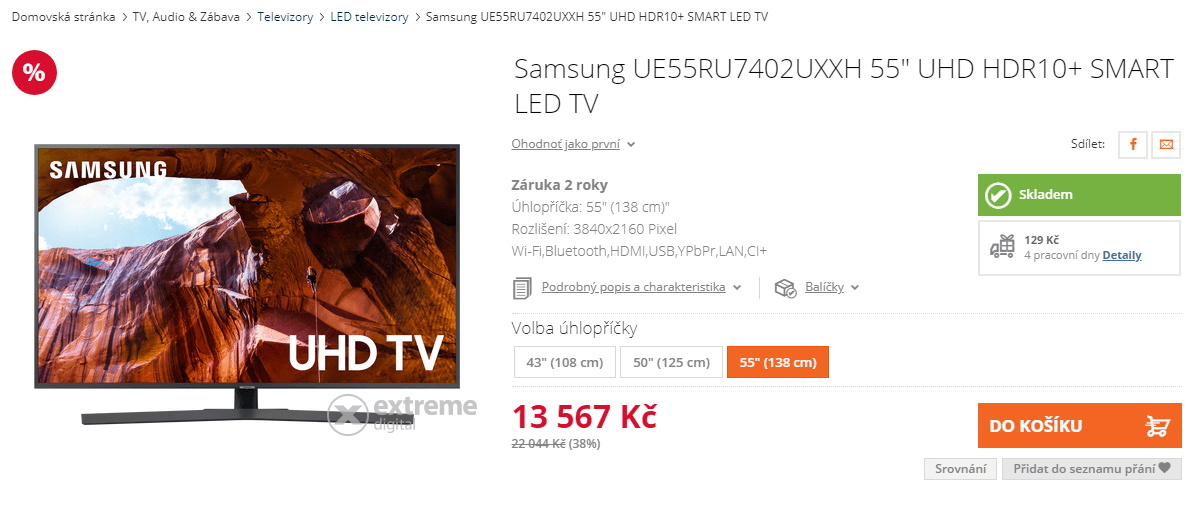 Ultra HD Smart TV, HDR, 138cm, Samsung