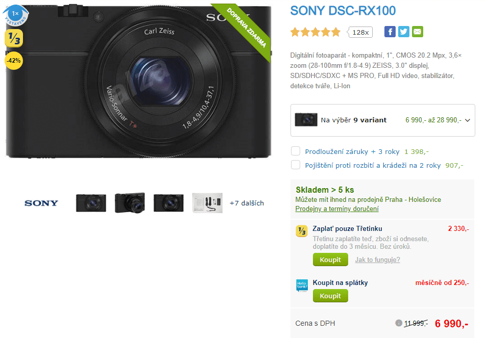 Sony Cyber-Shot DSC-RX100, 20,2 Mpx