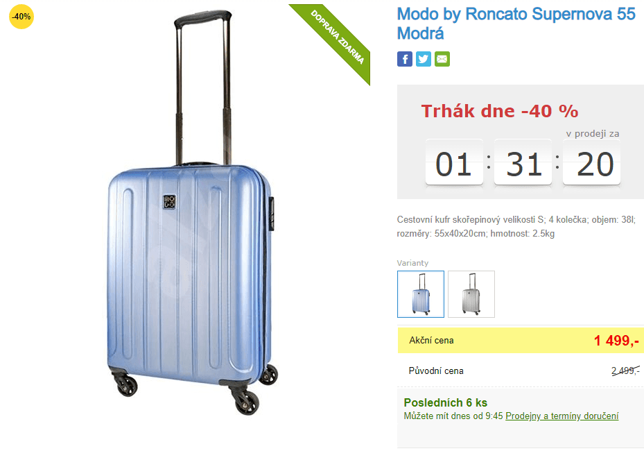 Skořepinový kufr Roncato Modo Supernova, S