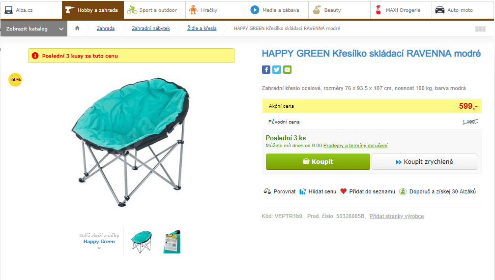 Skládací křesílko HAPPY GREEN Ravenna