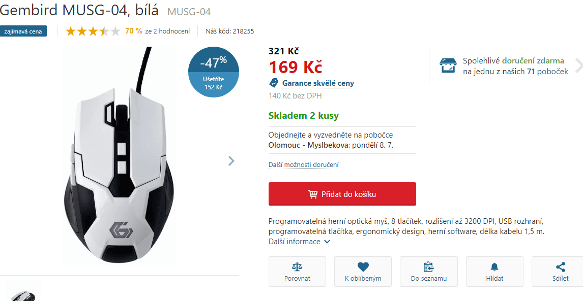 Herní myš Gembird MUSG