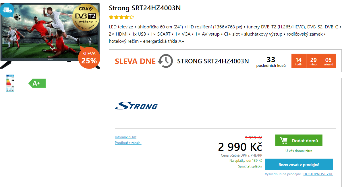 Full HD LED TV, T2, 60cm, Strong