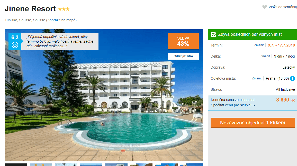 Tunis / ✈ Pha/ All Inclusive / 3⭐/ 9 dní