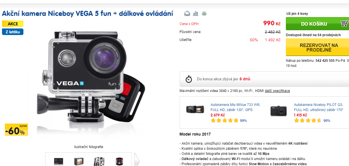 Akční kamera Niceboy VEGA 5 Fun + ovladač