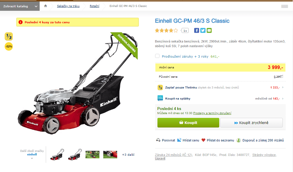 Benzínová sekačka Einhell GC-PM 46/3 S 