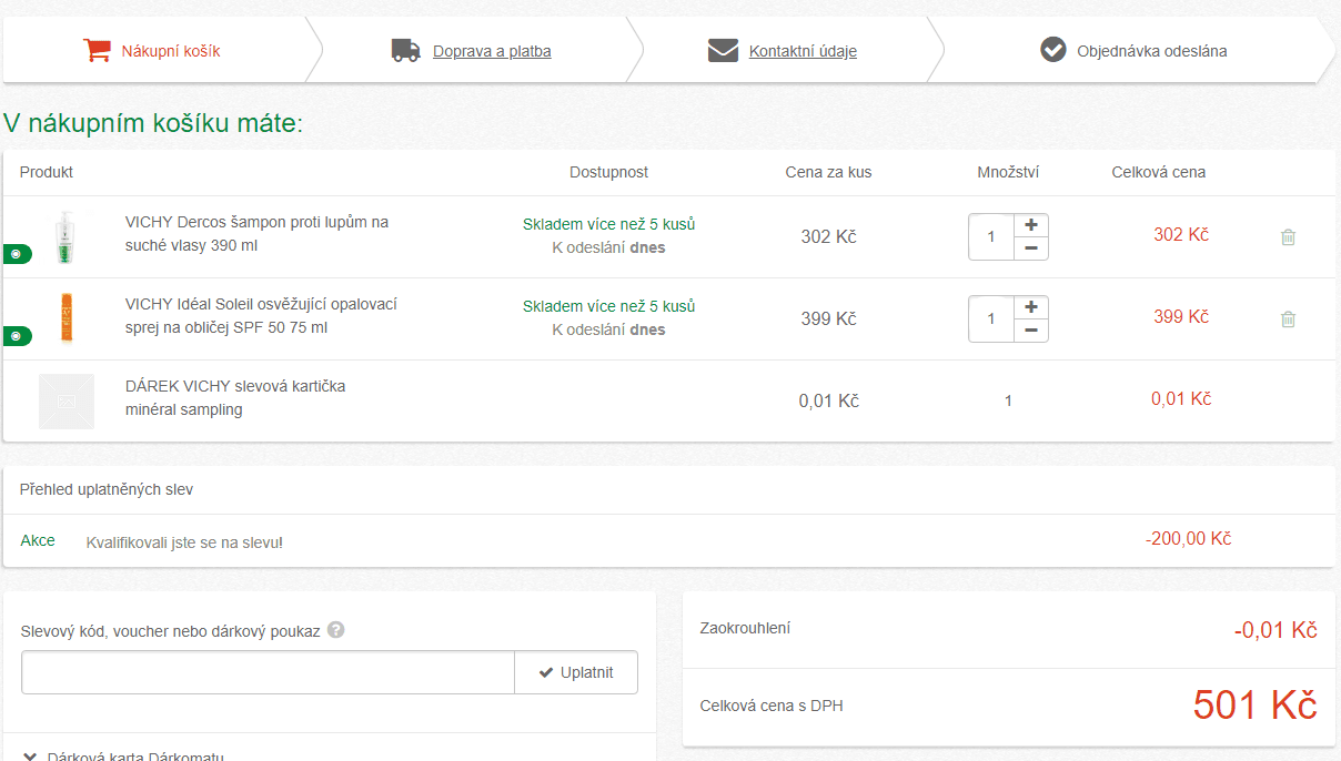 Sleva 200 Kč na VICHY nad 690 Kč