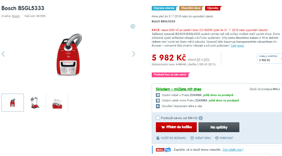 Sáčkový vysavač Bosch BSGL5333