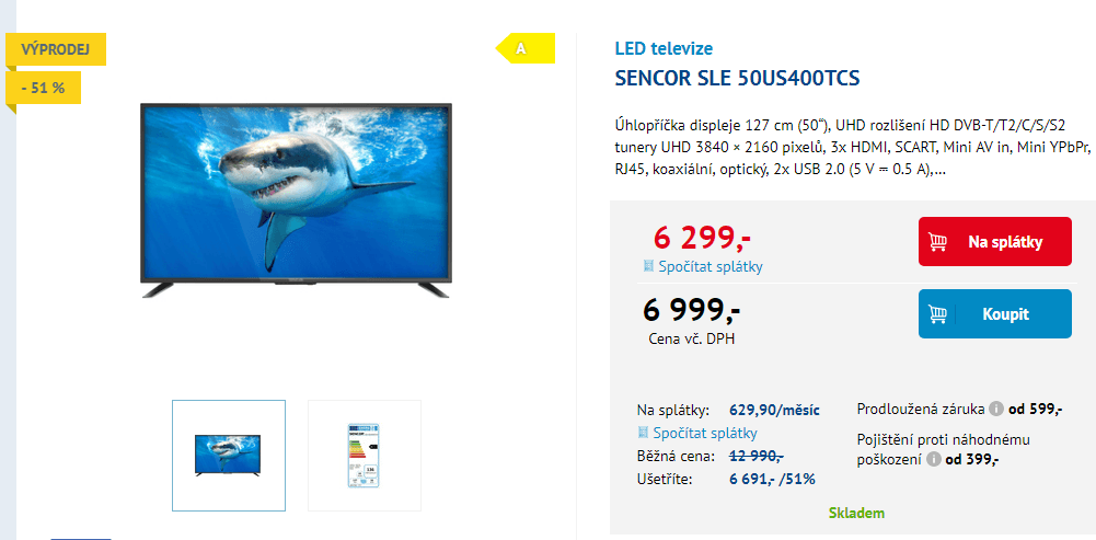 Ultra HD, Smart TV, 127 cm, Sencor