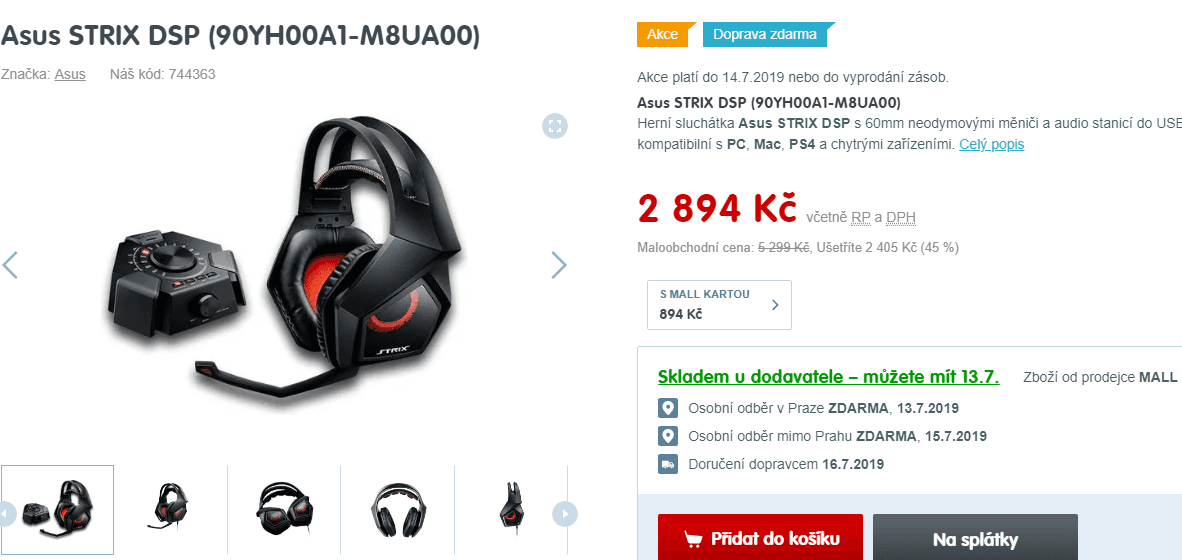 Herní sluchátka Asus STRIX DSP